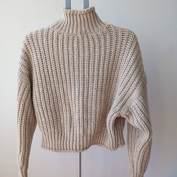 H&M Chunky Knit Sweater | Light Brown Pullover Long sleeve Sweater | Size M - Picture 2 of 10